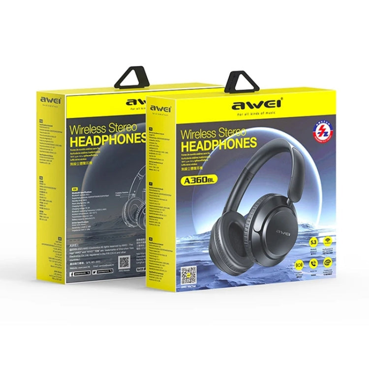 Vitron Awei A360BL Wireless Bluetooth Headphones V5.0 with Mic – Stereo Sound, 10H Battery – Black - Image 2