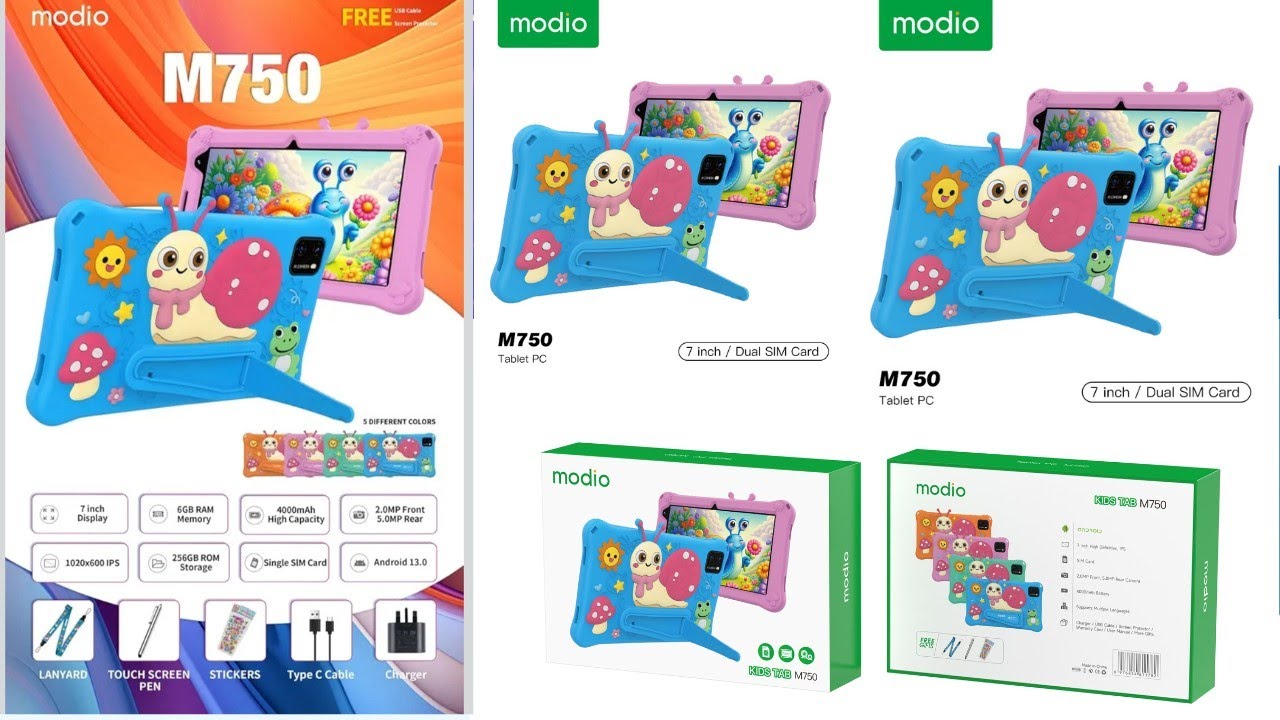 Modio M750 Kids Tablet 7-inch IPS display and runs on the Android 13 operating system,6GB of RAM and 256GB of internal storage - Image 3